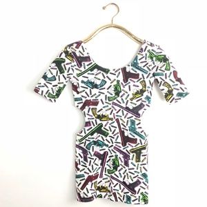 Betsey Johnson Dress Multi Bang Gun Bullet Bodycon